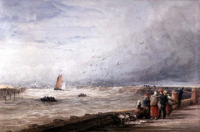 Calais Pier (akvarell på papper) av David Cox