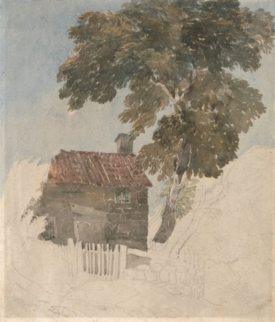 Stuga och träd av David Cox