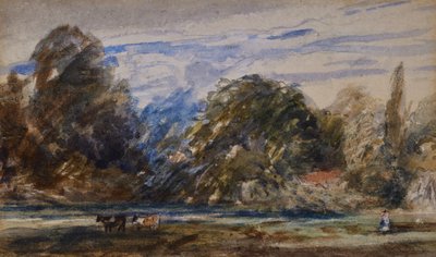 Landskap med kor och figur av David Cox