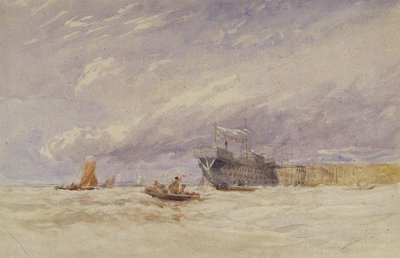 On the Medway, c.1845-50 (w/c med kroppsfärg över grafit på papper) av David Cox