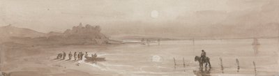Havskusten, solnedgång med Harlech Castle av David Cox