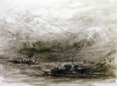 Snowdonia (svart krita på papper) av David Cox