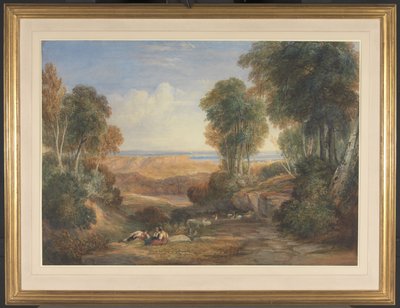 Sammanflödet av Severn och Wye med Chepstow i fjärran av David Cox