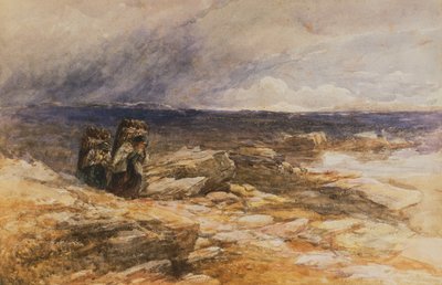The Peat Gatherers nära Bettws-Y-Coed, North Wales (akvarell) av David Cox