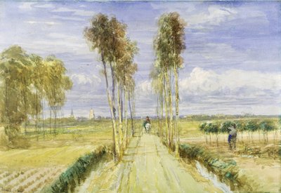 Poplar Avenue (akvarell över penna och svart krita på papper) av David Cox