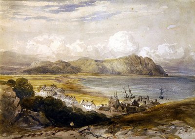 Utsikt över en hamn (akvarell på papper) av David Cox