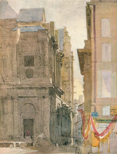 Kyrkan St. Eustache, Paris, c1829 av David Cox the elder