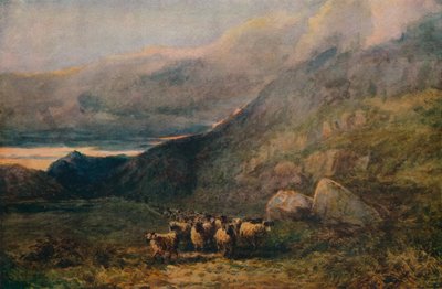 Bergsväg med sömn, c1838 av David Cox the elder