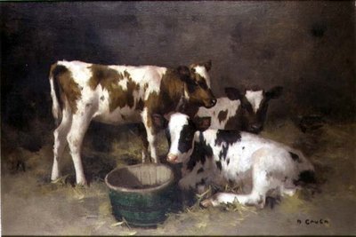 Tre kalvar (olja på duk) av David Gauld