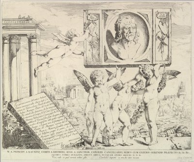Titelsida: Homage to Mantegna, från The Story of Saints James and Christopher in the Ere..., 1776. av David Giovanni
