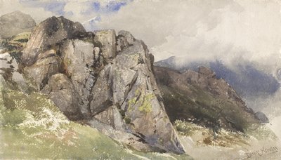 Mountain Rocks (wc över grafit på papper) av David Hall McKewan