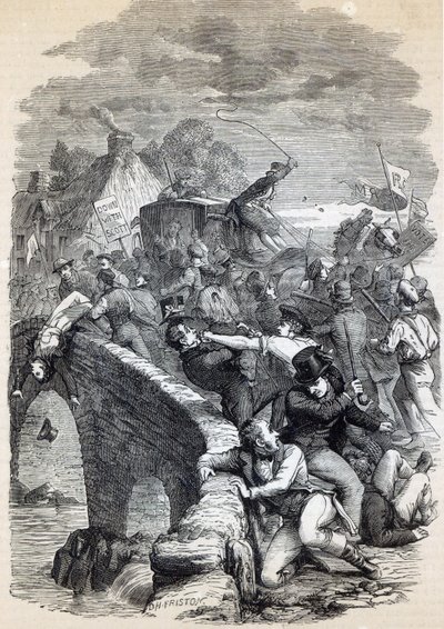 Election Riot at Hawick, 1837, illustration från 