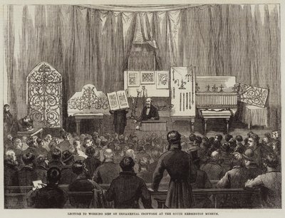 Föreläsning för arbetande män om prydnadsjärn på South Kensington Museum av David Henry Friston
