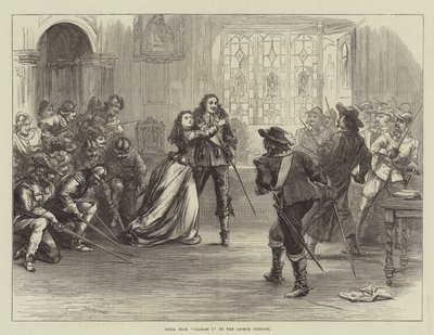 Scen från Charles I på Lyceum Theatre av David Henry Friston