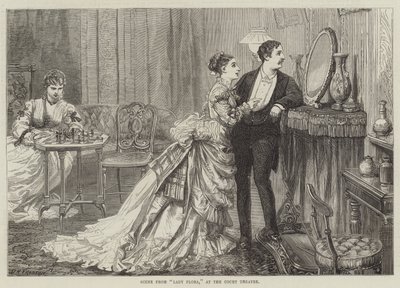 Scen från Lady Flora, på Court Theatre av David Henry Friston