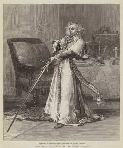 Scen från Richelieu, på Lyceum Theatre av David Henry Friston