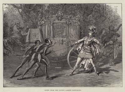 Scen från Covent Garden Pantomime av David Henry Friston