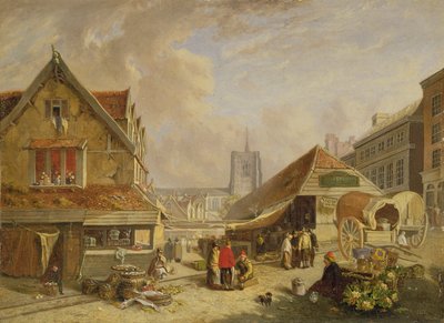 Den gamla fiskmarknaden, Norwich, 1825 av David Hodgson