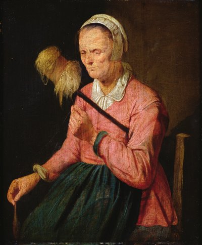 Kvinna med distaff av David III Ryckaert