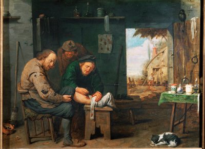 "Barberaren-kirurgen (olja på trä) av David III Ryckaert