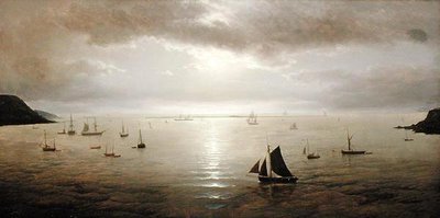 Plymouth Sound av Moonlight (olja på duk) av David James