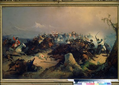 Attack av Cherkesses av det ryska kavalleriet den 24 maj 1846 (Attack of the Cherkesses på det ryska kavalleriet den 24 maj av David Johann Friedrch Koenig