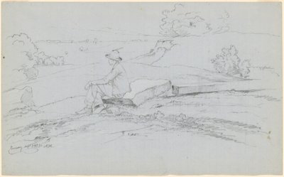 Studie för "White Mountains from North Conway, New Hampshire" [recto] av David Johnson