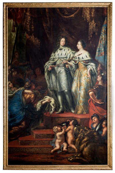 Allegori över hur konung Karl XI mottager regeringen av sin moder Hedvig Eleonora av David Klöcker Ehrenstrahl