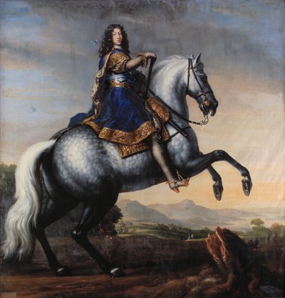 Swedish:  Porträtt, ryttar Equestrian portrait of Charles XI of Swedentitle ryttar "label QS:Lsv,"Porträtt, ryttar "label QS:Len,"Equestrian portrait of Charles XI of Sweden" av David Klöcker Ehrenstrahl