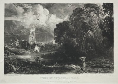 Olika landskapsämnen, karaktäristiska för engelska landskap...Stoke av Nayland, Suffolk, 1830. av David Lucas