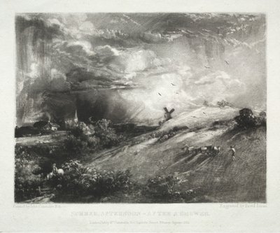 Olika landskapsämnen, karaktäristiska för engelska landskap från bilder målade av John Constable, R.A.: Summer Afternoon - after a shower av David Lucas