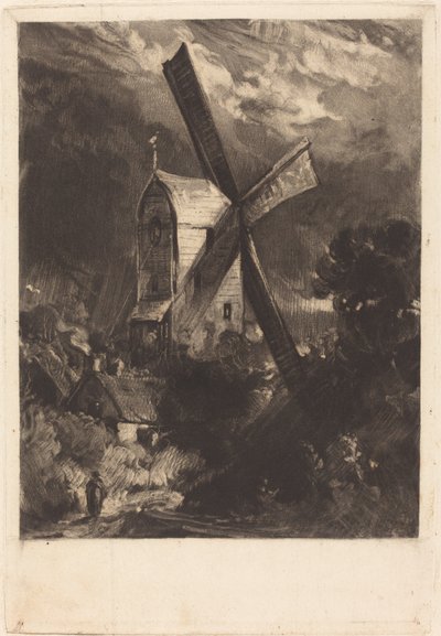 Mill nära Brighton av David Lucas after John Constable