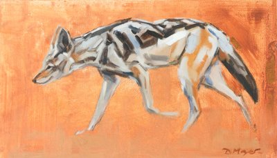 Black Backed Jackal, 2021 (olja på duk) av David Mayer