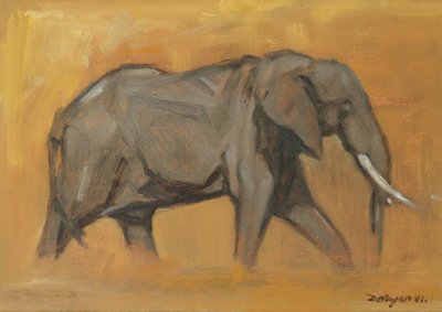 Bull Elephant, 2018 (olja på pannå) av David Mayer