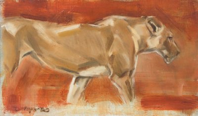 Lioness, 2019 (olja på duk) av David Mayer