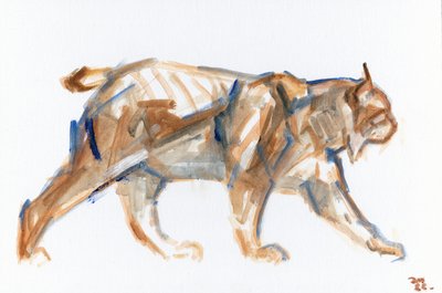 Lynx, 2022 (olja på duk lagd panel) av David Mayer
