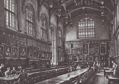 Oxford: Christ Church Hall (litografi) av David Muirhead (after) Bone