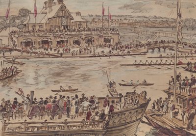 Oxford: Åttonde veckan, från Christ Church Boat House (färglitografi) av David Muirhead (after) Bone