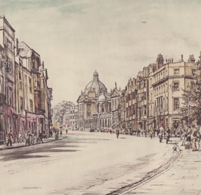 Oxford: The High från Magdalen (färglitografi) av David Muirhead (after) Bone