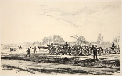 Ett kanonsjukhus, illustration från "The Western Front", utgiven av Country Life Ltd av David Muirhead Bone