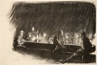 En mäss i Royal Flying Corps, illustration från "The Western Front", utgiven av Country Life Ltd av David Muirhead Bone