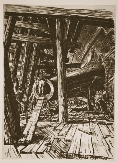 En axelkonsol, illustration från "The Western Front", utgiven av Country Life Ltd av David Muirhead Bone