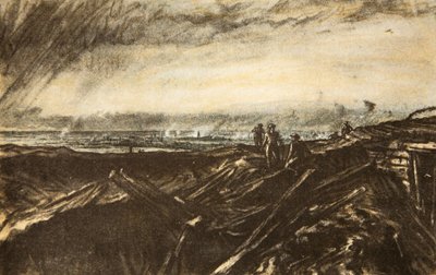 Distant Lens, från Notre Dame de Lorette, illustration från "The Western Front", utgiven av Country Life Ltd av David Muirhead Bone