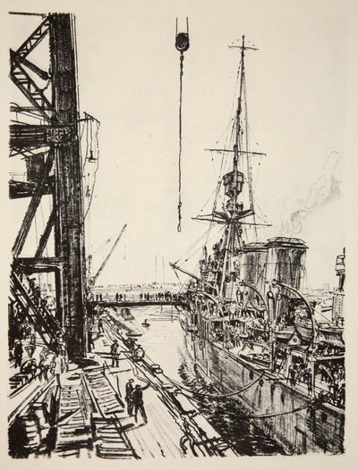 Redo för havet, illustration från "The Western Front", utgiven av Country Life Ltd av David Muirhead Bone