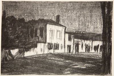 Soldatförläggningar, månsken, illustration från "The Western Front", utgiven av Country Life Ltd av David Muirhead Bone