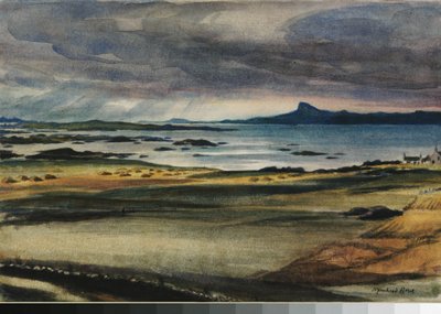 The Scuirr of Eigg (akvarell på papper) av David Muirhead Bone