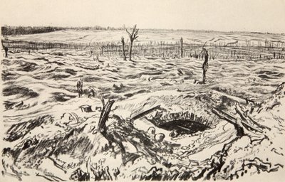 Thiepval, illustration från "The Western Front", utgiven av Country Life Ltd av David Muirhead Bone