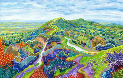 Malvern Perseverance Hill, 2023 (akryl på papper) av David Newton