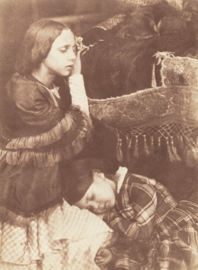 The Three Sleepers: Sophia Finlay, Harriet Farnie och Brownie, ca. 1845. Skapare: David Octavius Hill, Robert Adamson. av David Octavius Hill, Robert Adamson