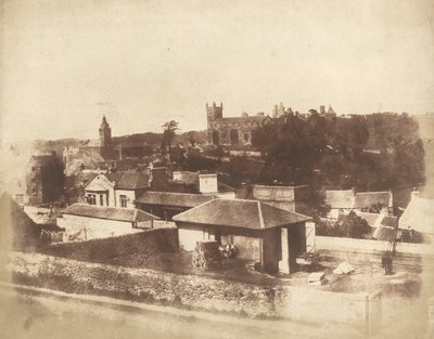 Linlithgow, från järnvägsstationen, med rådhuset, St. Mikaelskyrkan och palatset av David Octavius Hill and Robert Adamson
